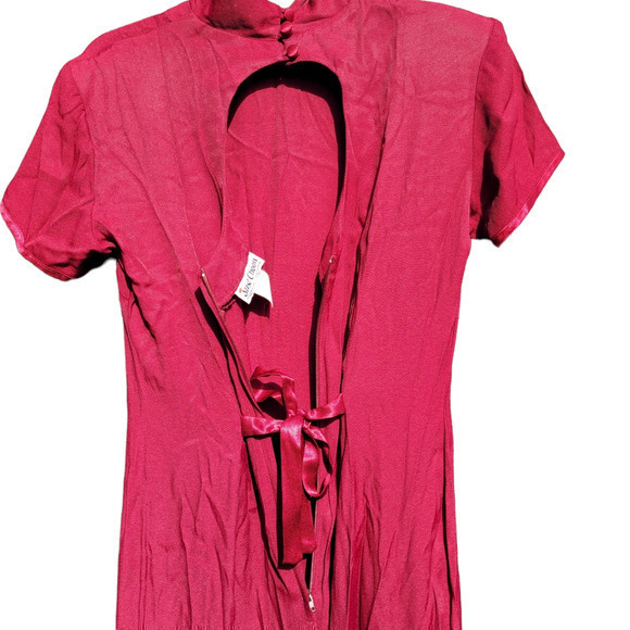 Vintage Just‎ Choon Mandarin Collar Short Sleeve Front Slit Bodycon Maxi Dress - Picture 6 of 9